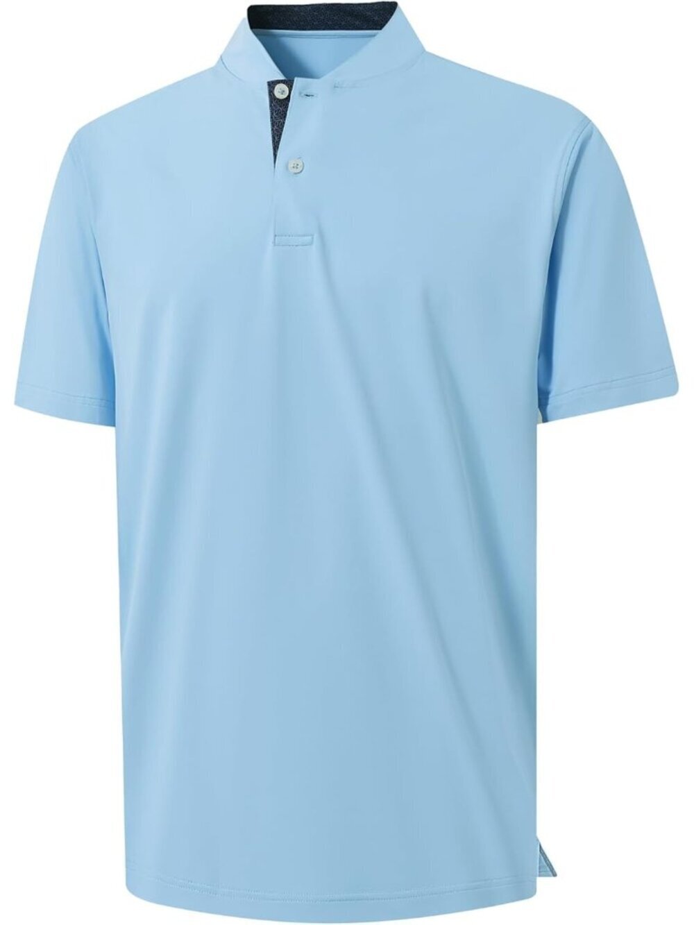 Mens Light Blue Collarless Golf Shirt Dry Fit Moisture Wicking Henley Tee